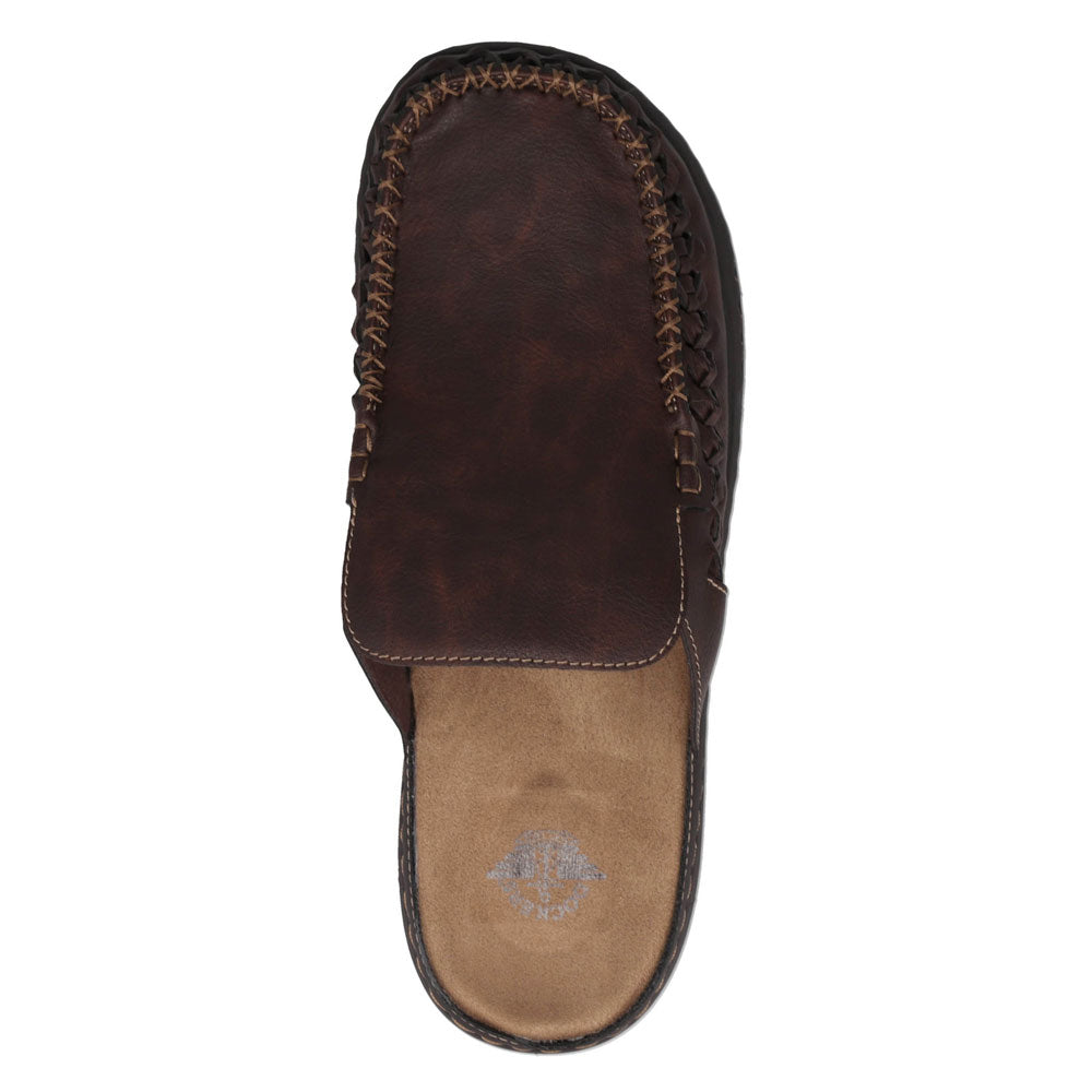 Dark Tan-Dockers Mens Seville Tumbled Full Grain Open Toe Sandal