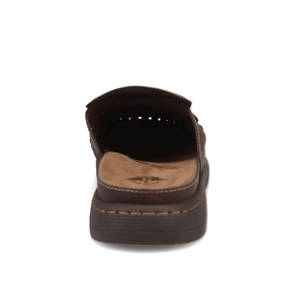 Dark Brown-Dockers Mens Salerno Tumbled Full Grain Moc Toe Sandal