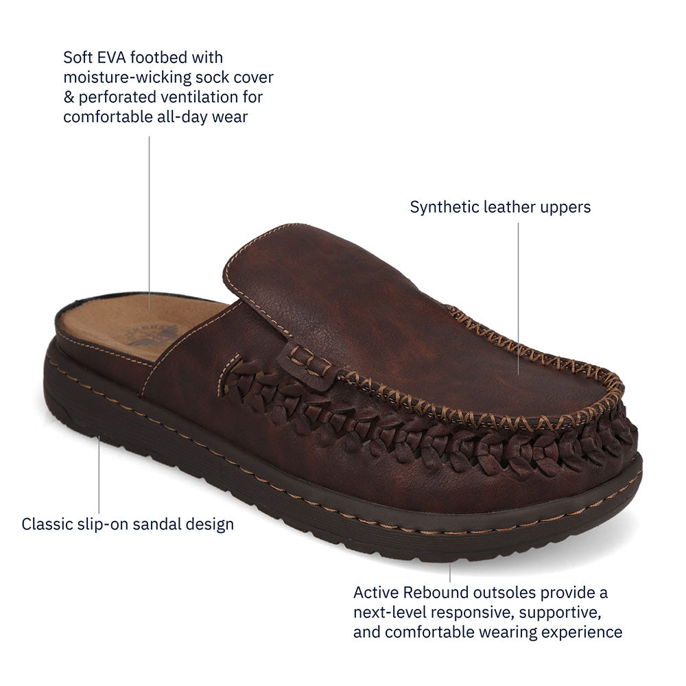 Dark Tan-Dockers Mens Seville Tumbled Full Grain Open Toe Sandal