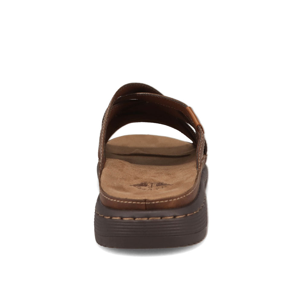 Dark Tan-Dockers Mens Seville Tumbled Full Grain Open Toe Sandal