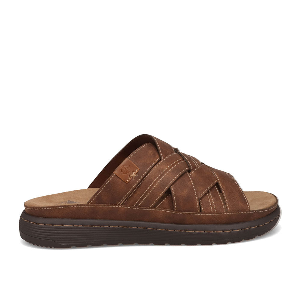 Dark Tan-Dockers Mens Seville Tumbled Full Grain Open Toe Sandal