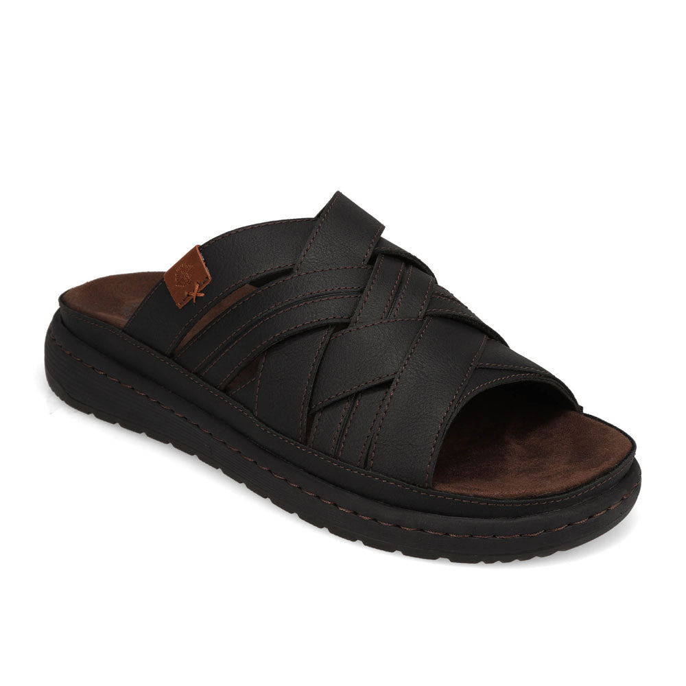 Black-Dockers Mens Seville Tumbled Full Grain Open Toe Sandal