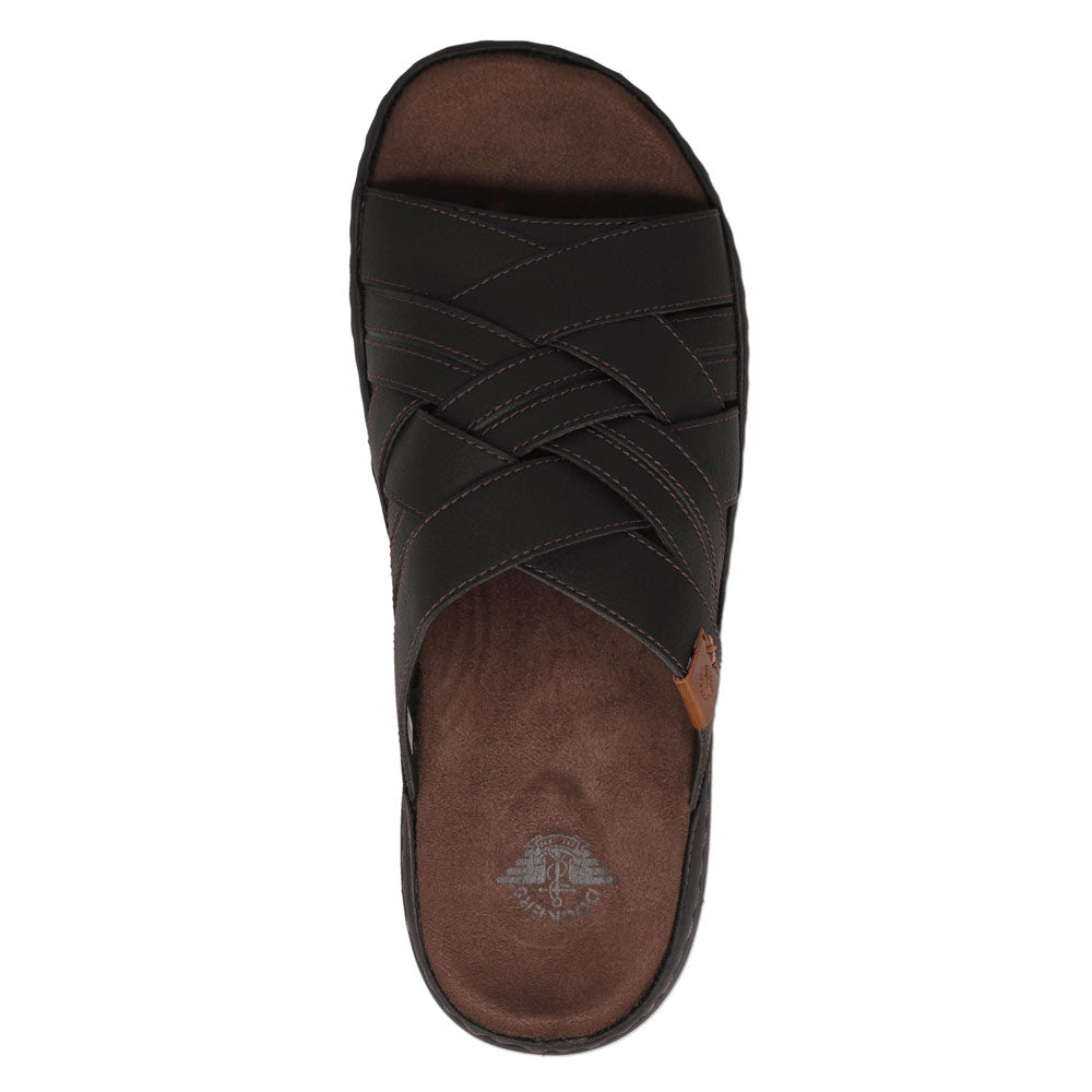 Black-Dockers Mens Seville Tumbled Full Grain Open Toe Sandal
