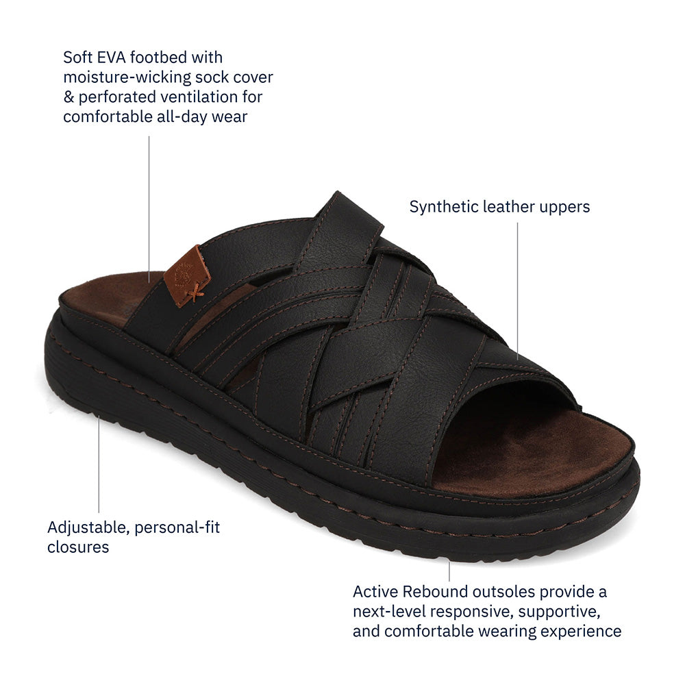 Black-Dockers Mens Seville Tumbled Full Grain Open Toe Sandal