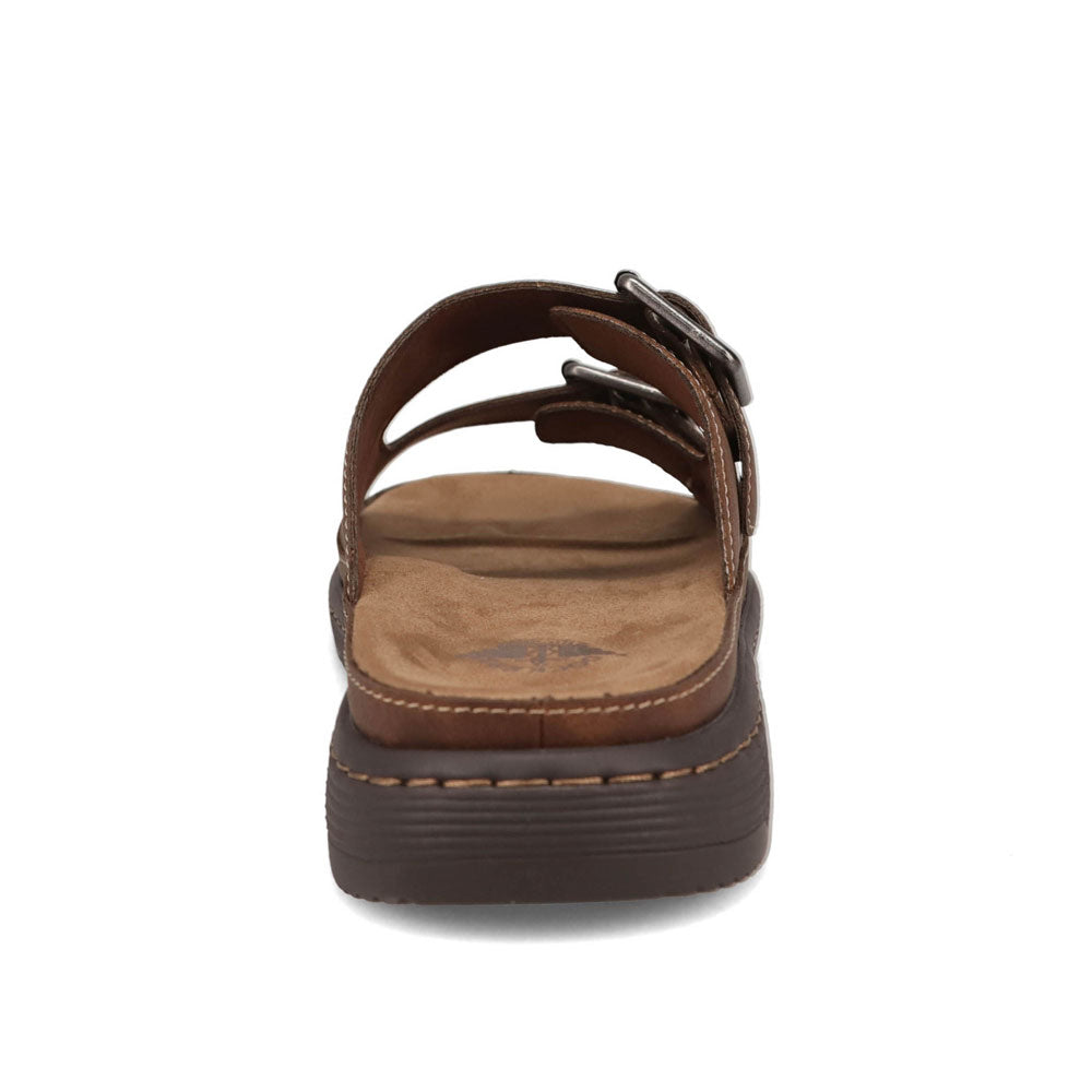 Dark Tan-Dockers Mens Santorini Tumbled Full Grain Open Toe Buckle Sandal