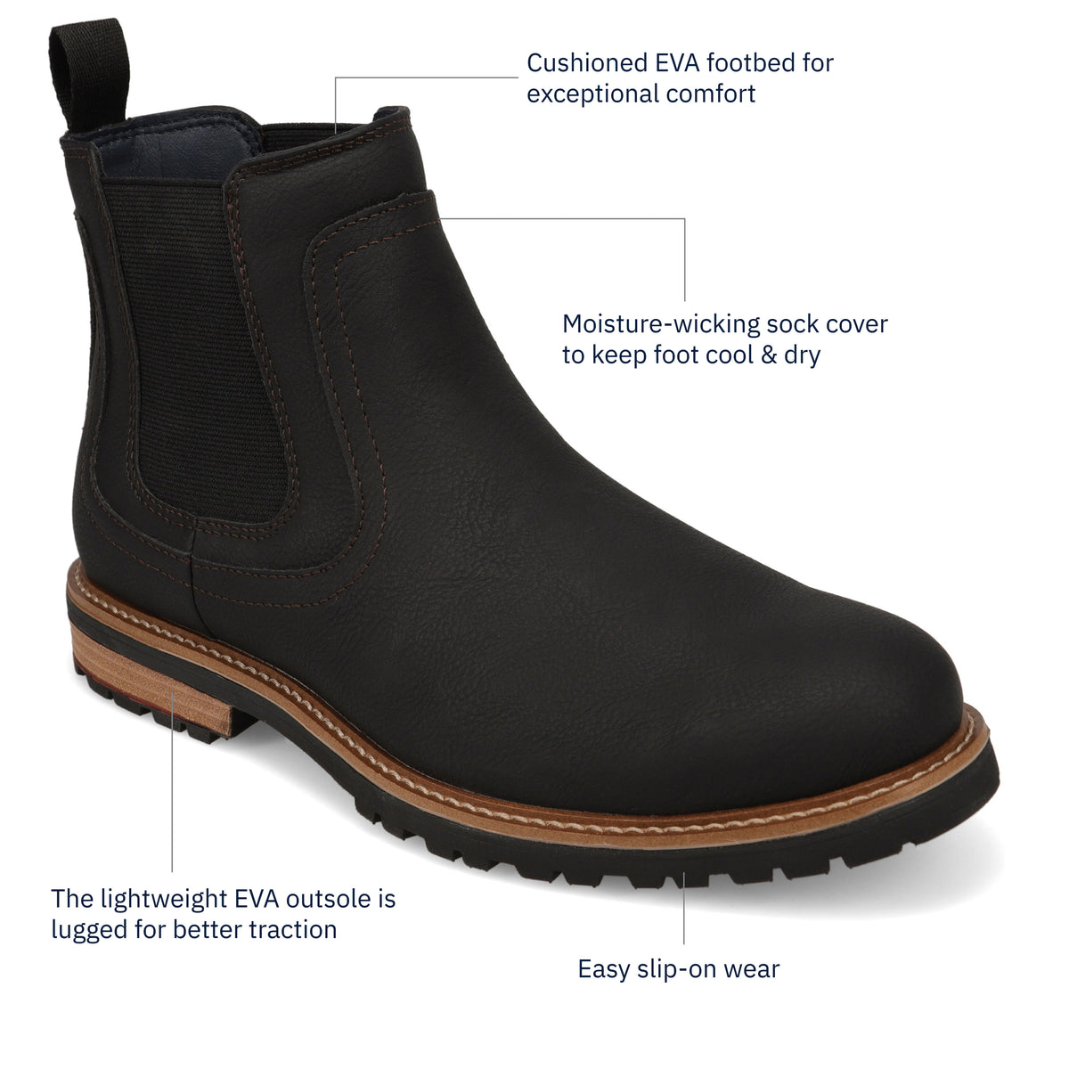 Black-Dockers Mens Camden Rugged Chelsea Boot