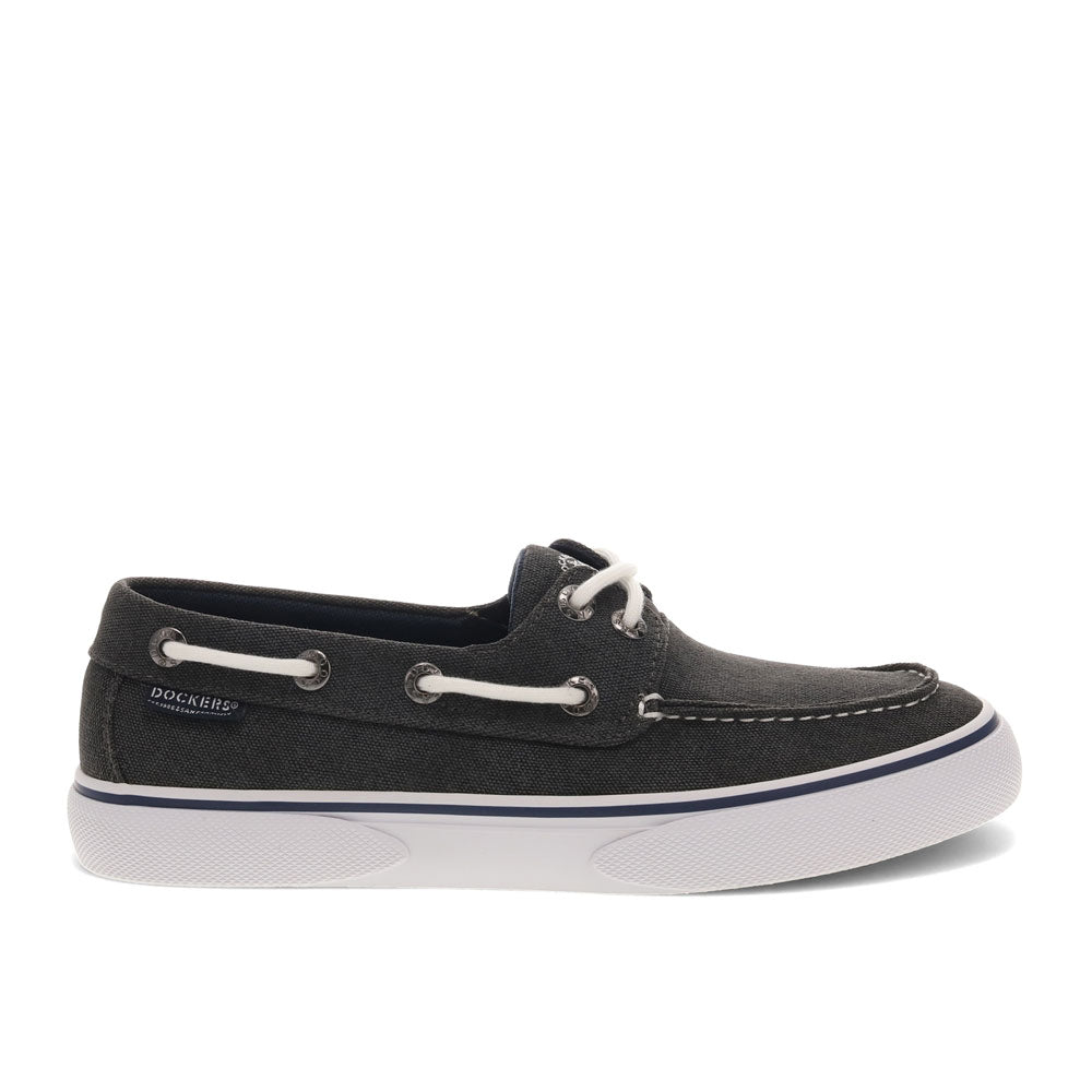 Black-Dockers Mens Rowe Canvas Casual Lace Up Boat Shoe