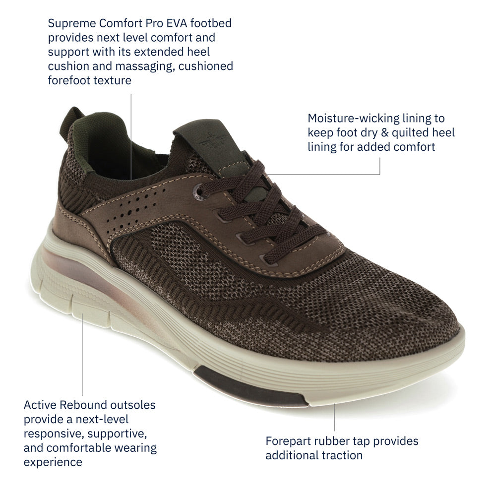 Dark Brown-Dockers Mens Pulse Active Rebound Casual Sneaker