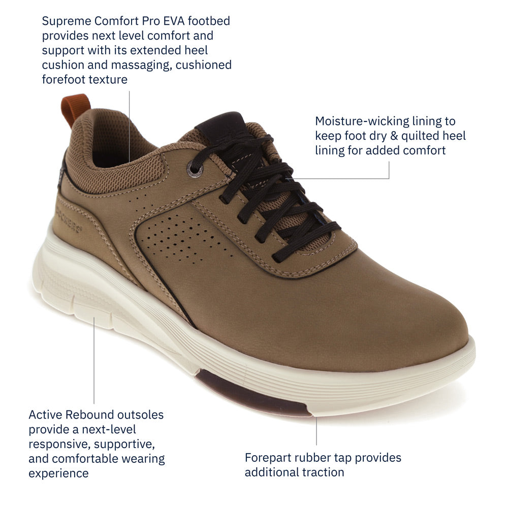 Taupe-Dockers Mens Pivot Active Rebound Casual Sneaker