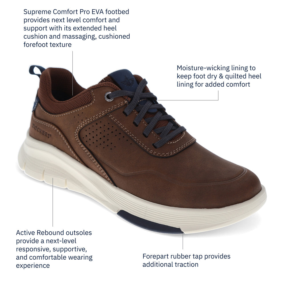 Dark Tan-Dockers Mens Pivot Active Rebound Casual Sneaker