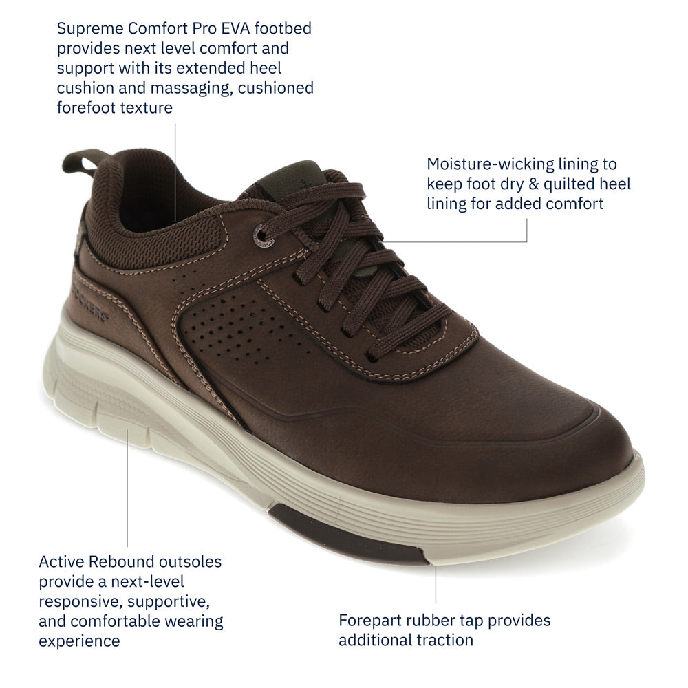 Dark Brown-Dockers Mens Pivot Active Rebound Casual Sneaker