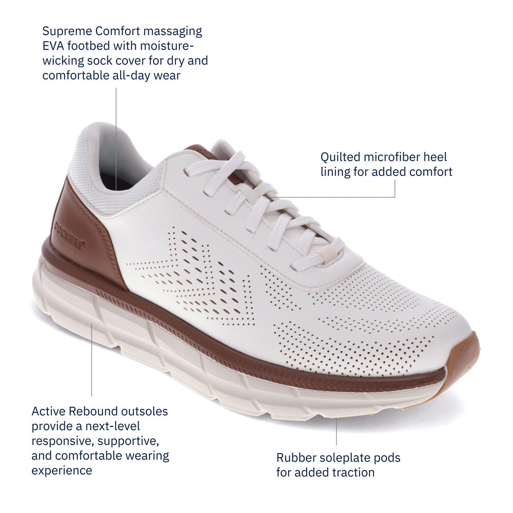 White/Tan-Dockers Mens GO-2 Dress Casual Lace Up Sneaker Shoe