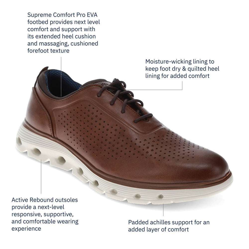 Cognac-Dockers Mens Ferguson Fusion 2.0 Casual Sneaker