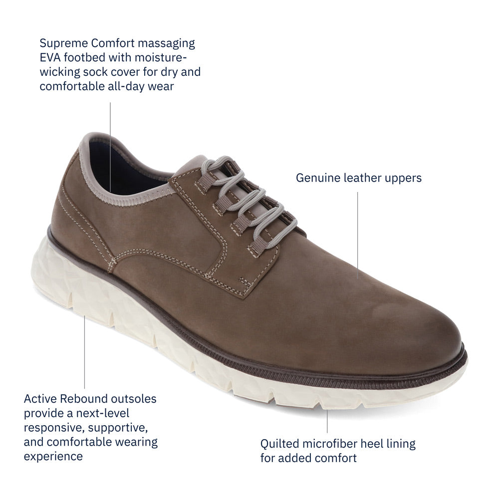 Taupe-Dockers Mens Callum Genuine Leather Casual Lace Up Oxford Shoe