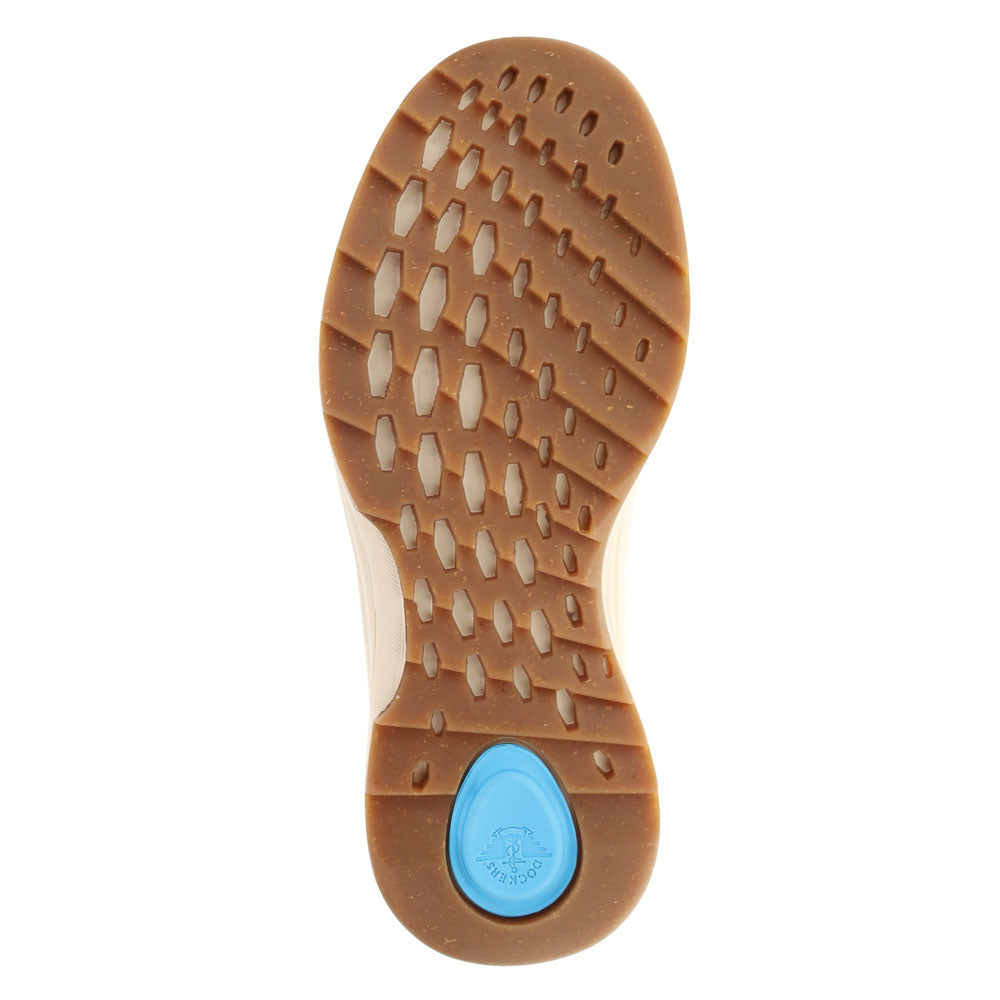 Off White/Tan-Dockers Mens Adan Knit and Synthetic Leather Casual Lace Up Sneaker Shoe