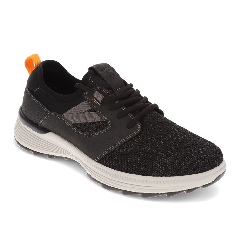Black-Dockers Mens Adan Knit and Synthetic Leather Casual Lace Up Sneaker Shoe