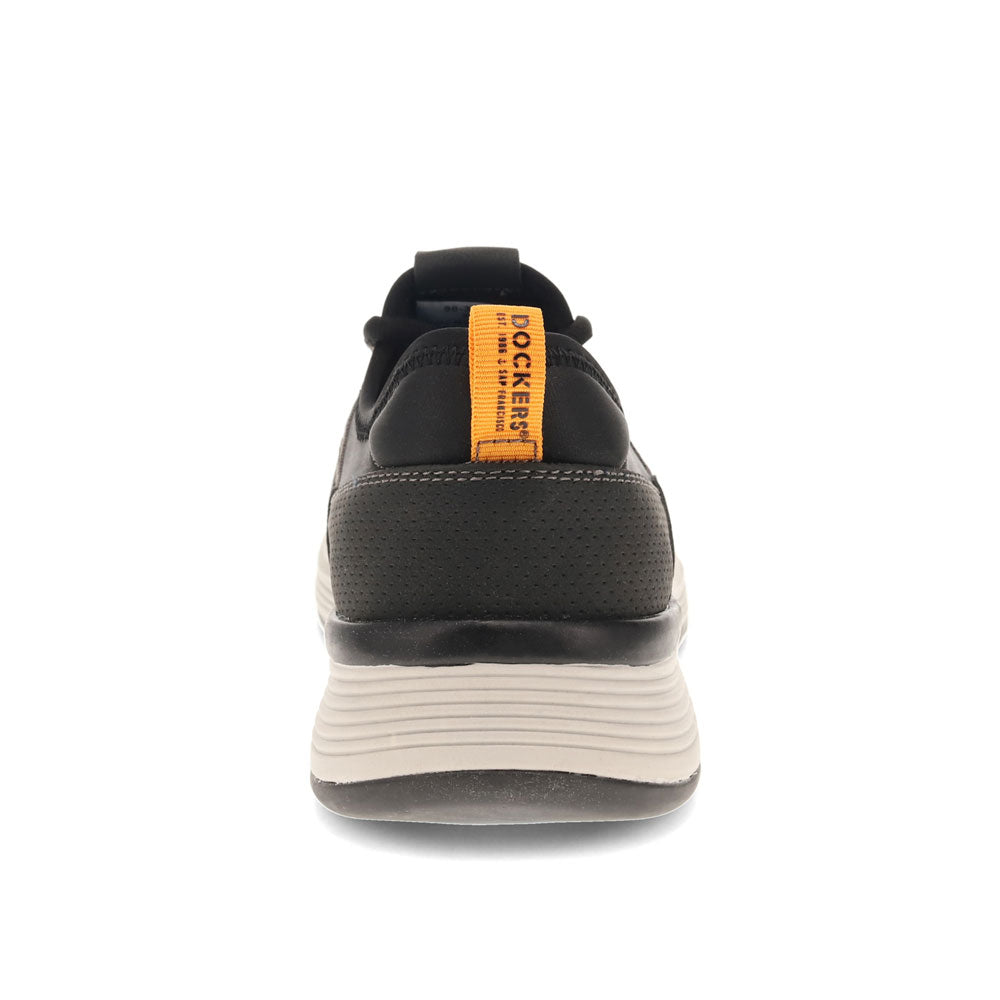 Black-Dockers Mens Adan Knit and Synthetic Leather Casual Lace Up Sneaker Shoe