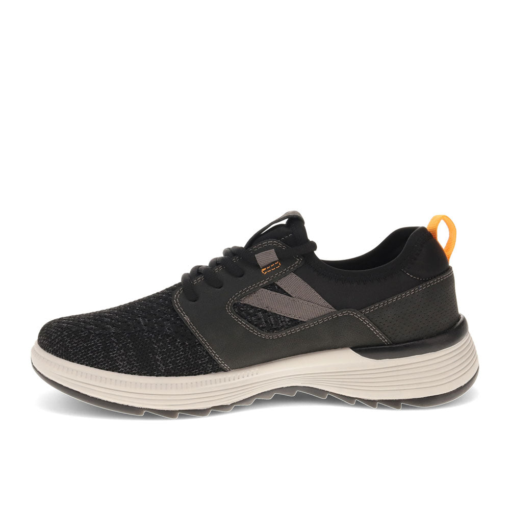 Black-Dockers Mens Adan Knit and Synthetic Leather Casual Lace Up Sneaker Shoe