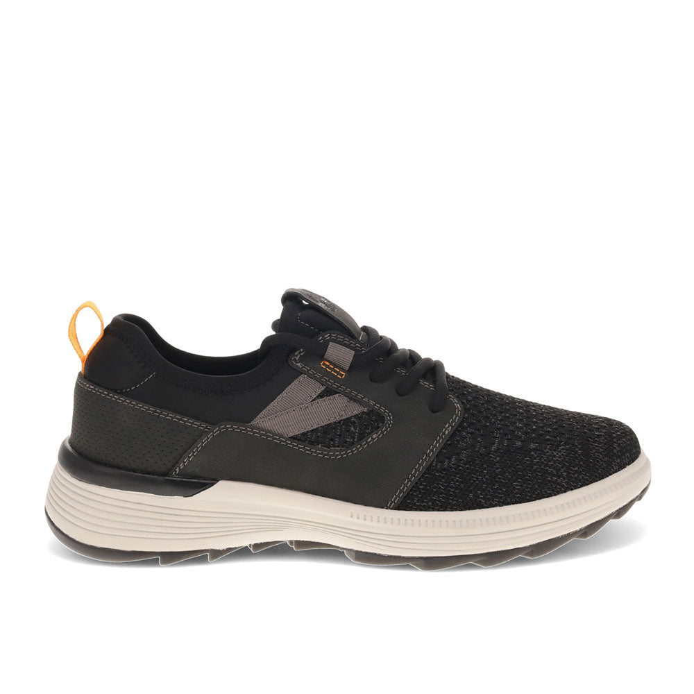 Black-Dockers Mens Adan Knit and Synthetic Leather Casual Lace Up Sneaker Shoe
