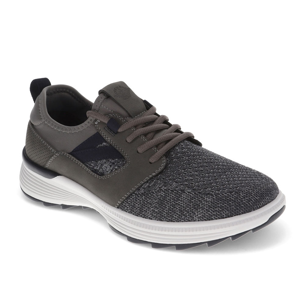Charcoal-Dockers Mens Adan Knit and Synthetic Leather Casual Lace Up Sneaker Shoe