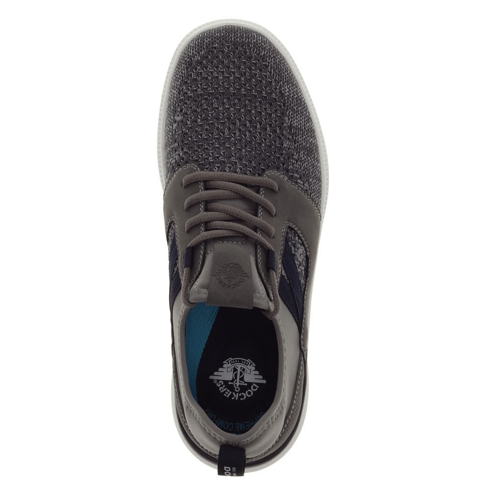 Charcoal-Dockers Mens Adan Knit and Synthetic Leather Casual Lace Up Sneaker Shoe