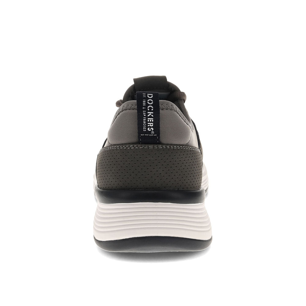 Charcoal-Dockers Mens Adan Knit and Synthetic Leather Casual Lace Up Sneaker Shoe