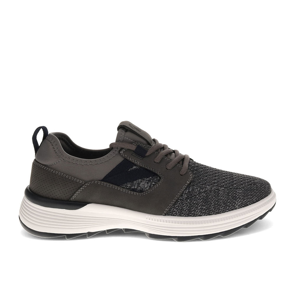 Charcoal-Dockers Mens Adan Knit and Synthetic Leather Casual Lace Up Sneaker Shoe