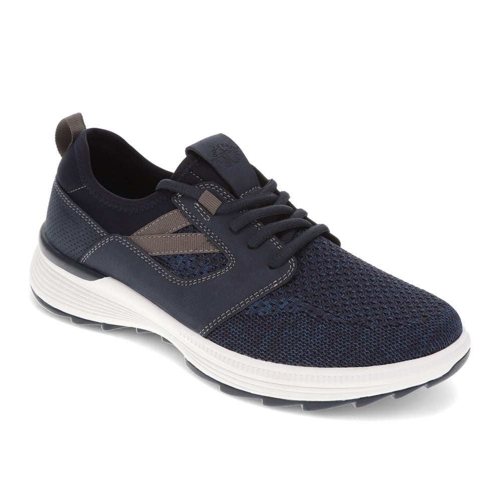 Navy-Dockers Mens Adan Knit and Synthetic Leather Casual Lace Up Sneaker Shoe