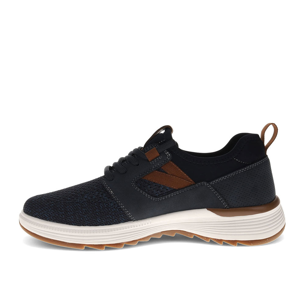 Navy/Tan-Dockers Mens Adan Knit and Synthetic Leather Casual Slip On Sneaker Shoe