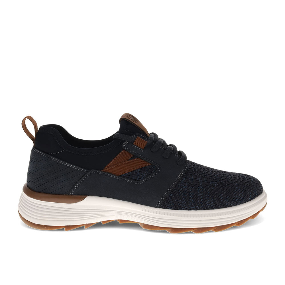 Navy/Tan-Dockers Mens Adan Knit and Synthetic Leather Casual Slip On Sneaker Shoe