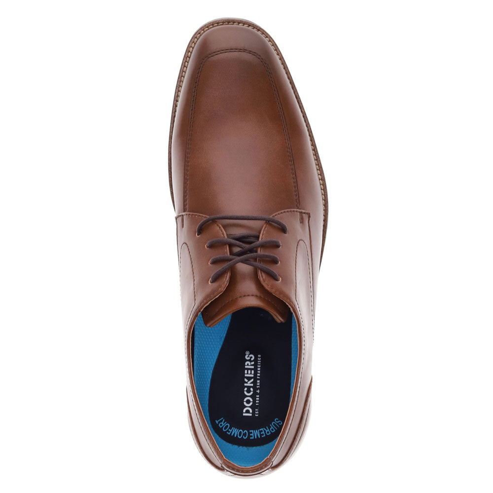 Cognac-Dockers Mens Belson Moc Toe Dress Oxford Lace Up Shoes