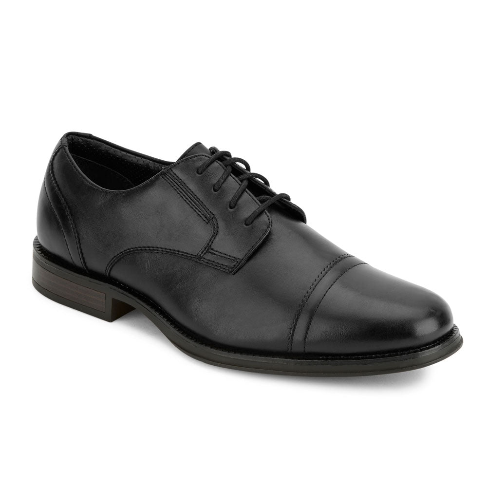 Black-Dockers Mens Garfield Business Dress Cap Toe Oxford Shoe - Wide Widths Available