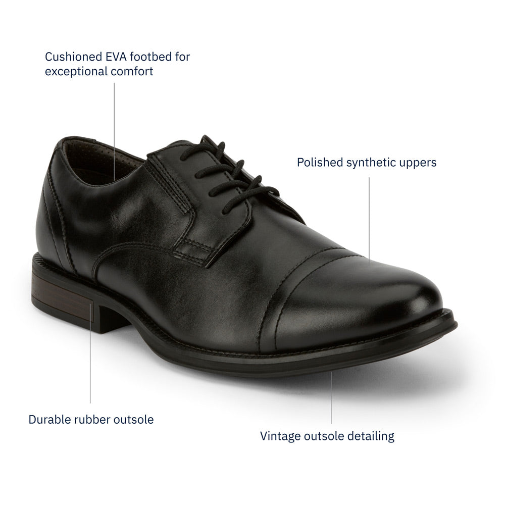 Black-Dockers Mens Garfield Dress Cap Toe Oxford Shoe