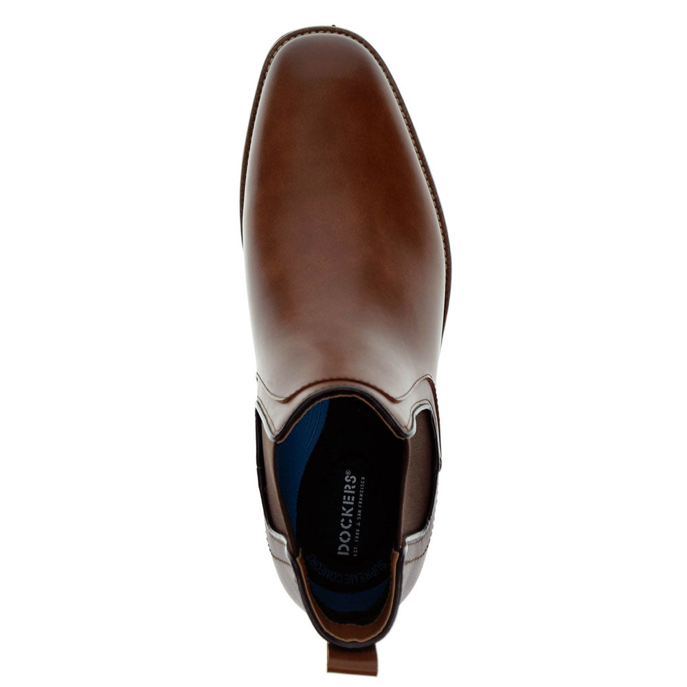 Cognac-Dockers Mens Brookside Dress Slip-on Chelsea Boot