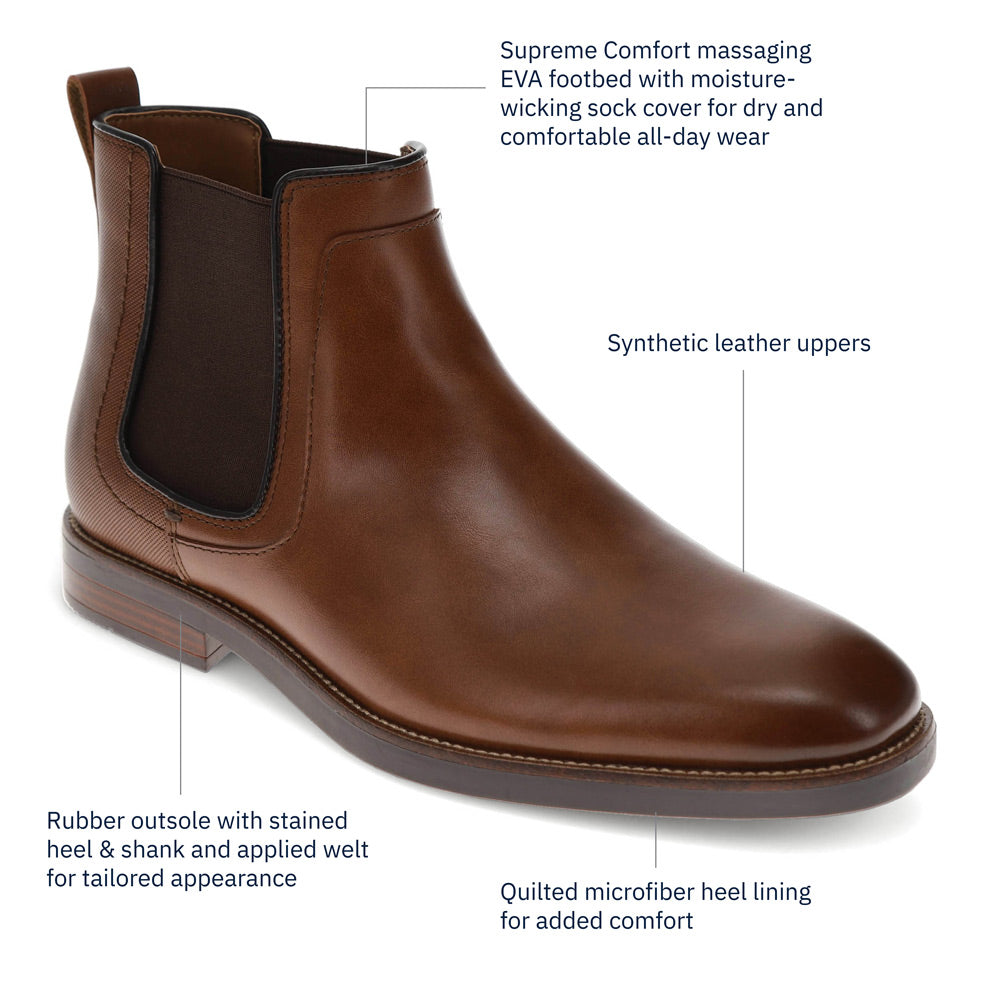 Cognac-Dockers Mens Brookside Dress Slip-on Chelsea Boot