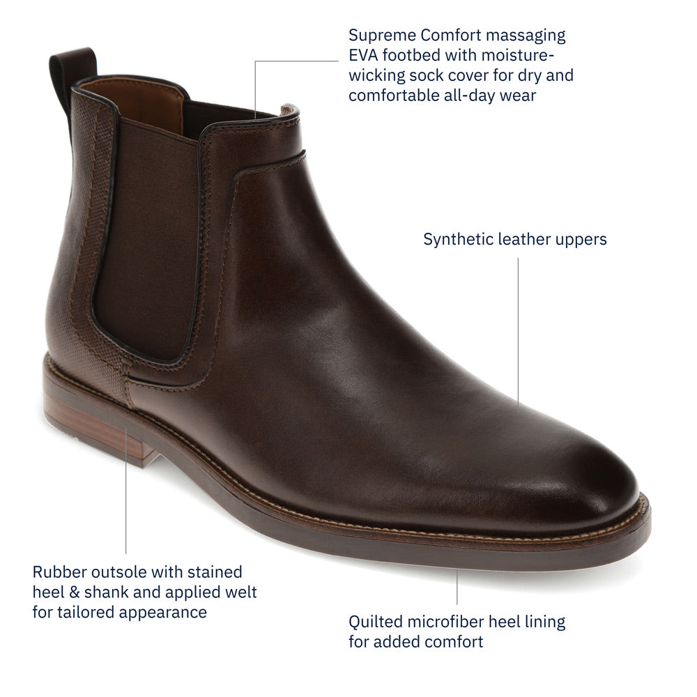 Chestnut-Dockers Mens Brookside Dress Slip-on Chelsea Boot