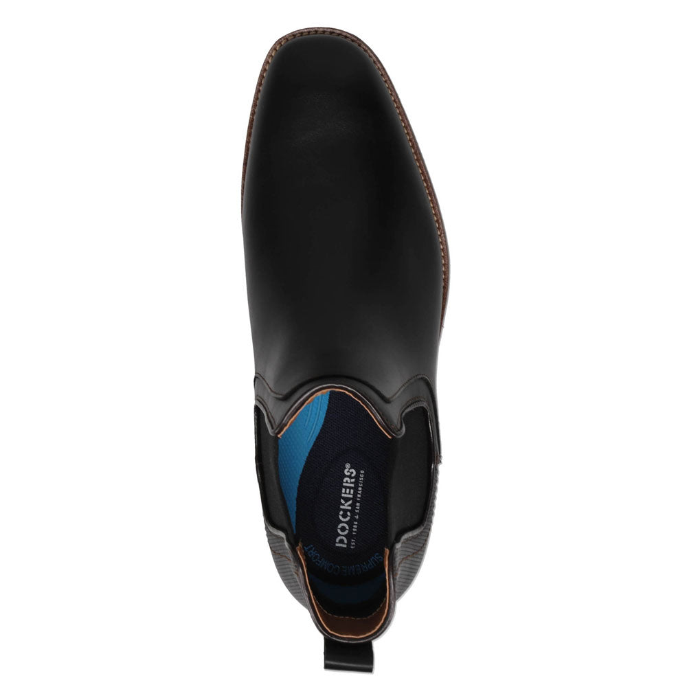 Black/Brown-Dockers Mens Brookside Dress Slip-on Chelsea Boot
