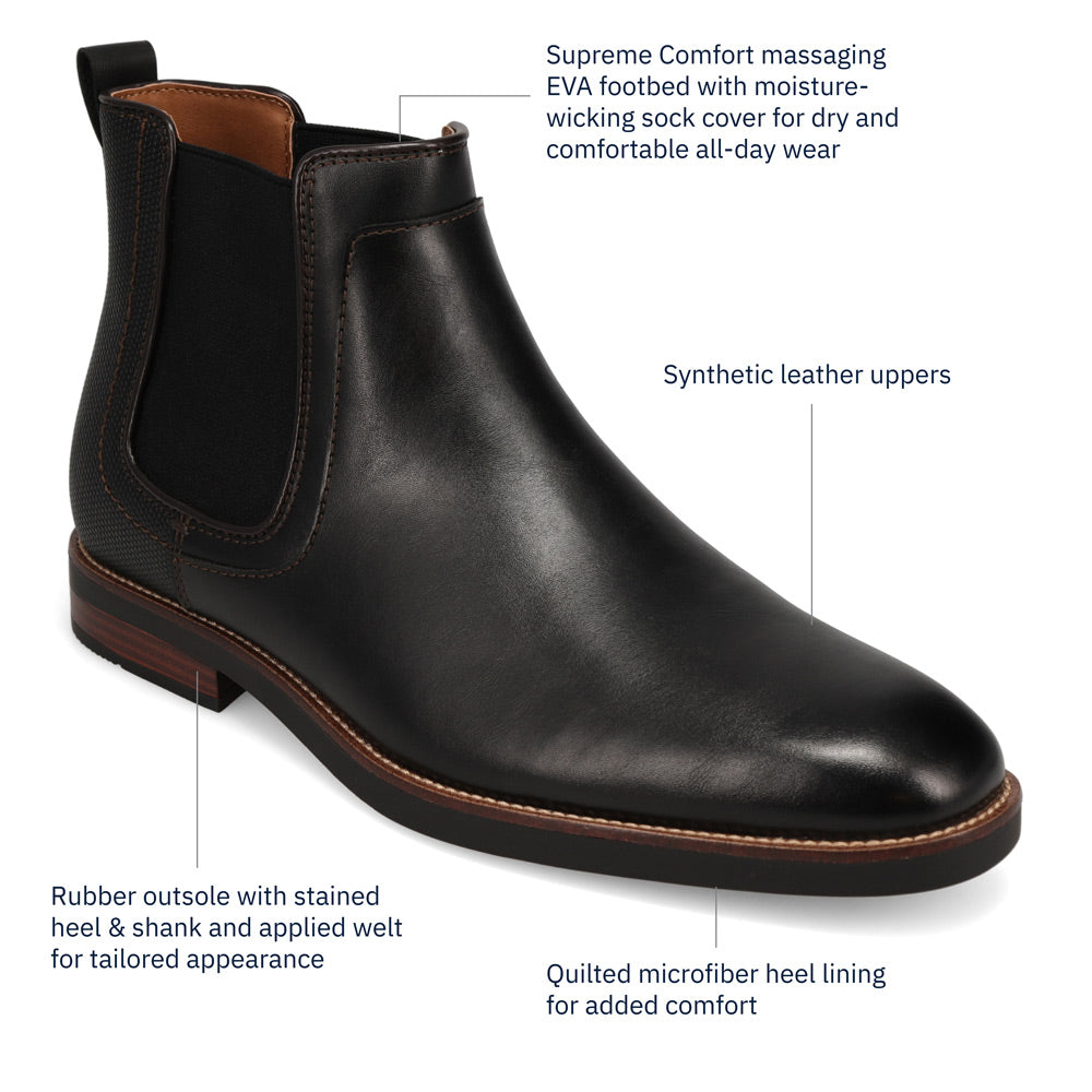 Black/Brown-Dockers Mens Brookside Dress Slip-on Chelsea Boot