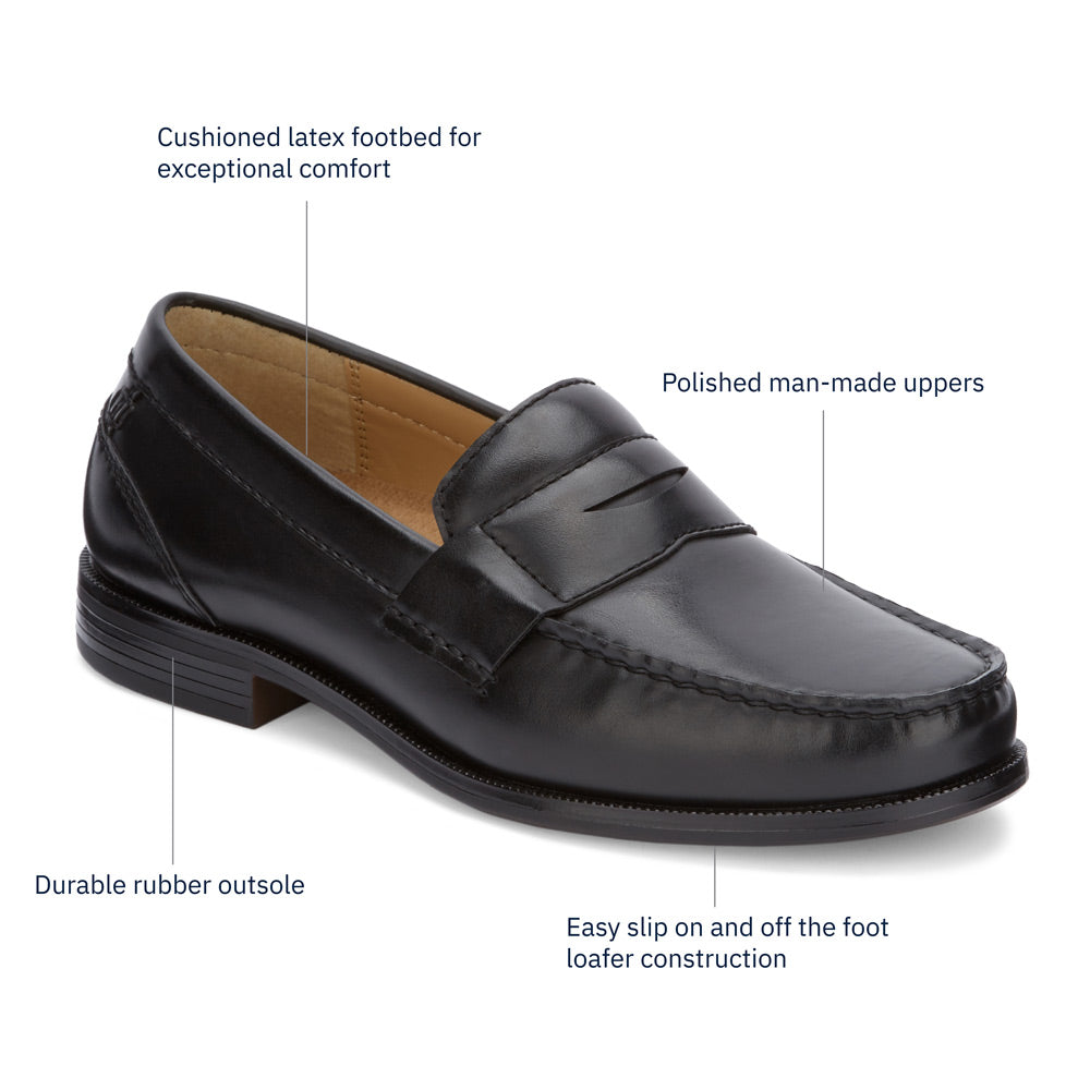 Black-Dockers Mens Colleague Dress Penny Loafer Shoe