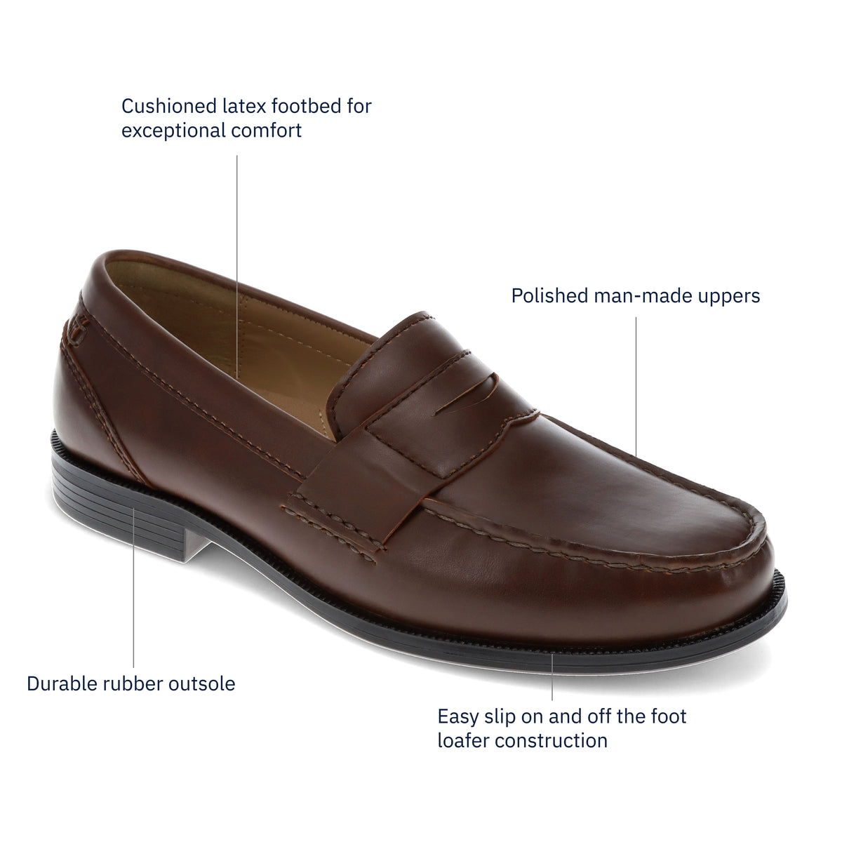 Dark Brown-Dockers Mens Colleague Dress Penny Loafer Shoe