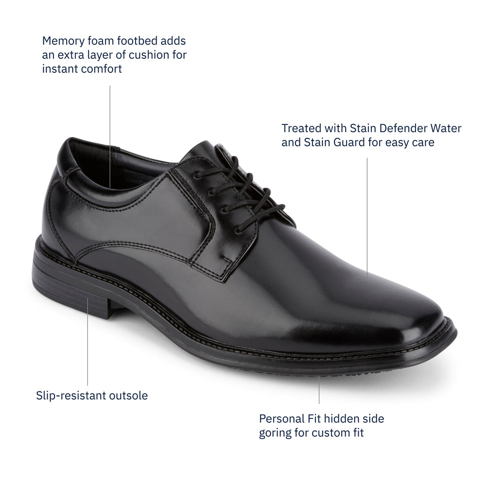 Black-Dockers Mens Irving Slip Resistant Work Dress Lace-up Oxford Shoe