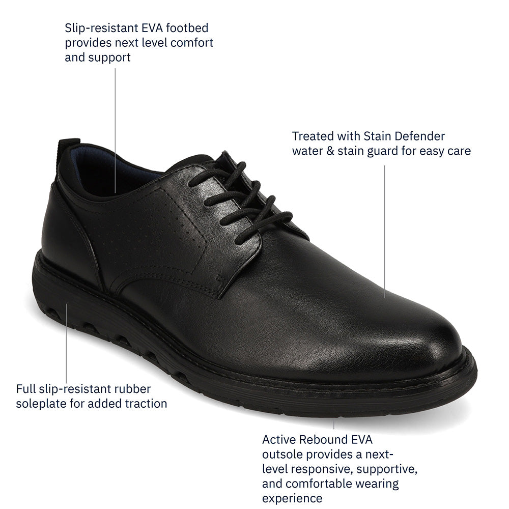 Black-Dockers Mens Bridges Slip Resistant Polished Lace Up Oxford