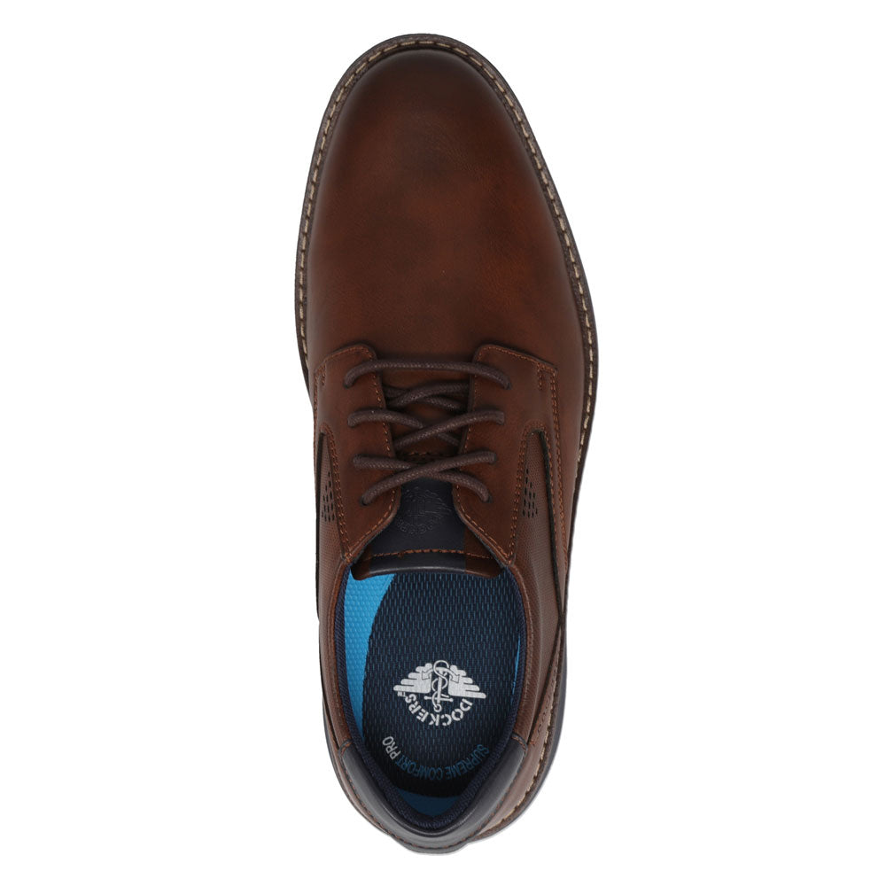 Cognac-Dockers Mens Mateo Polished Business Casual Lace-Up Oxford