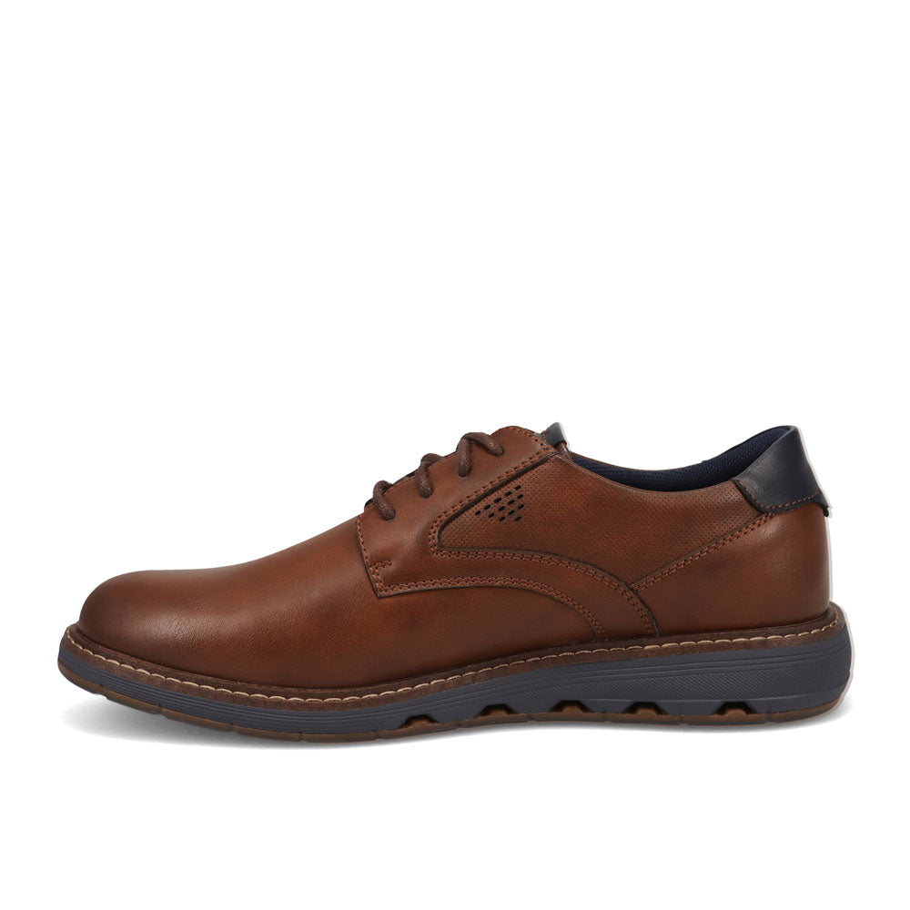 Cognac-Dockers Mens Mateo Polished Business Casual Lace-Up Oxford