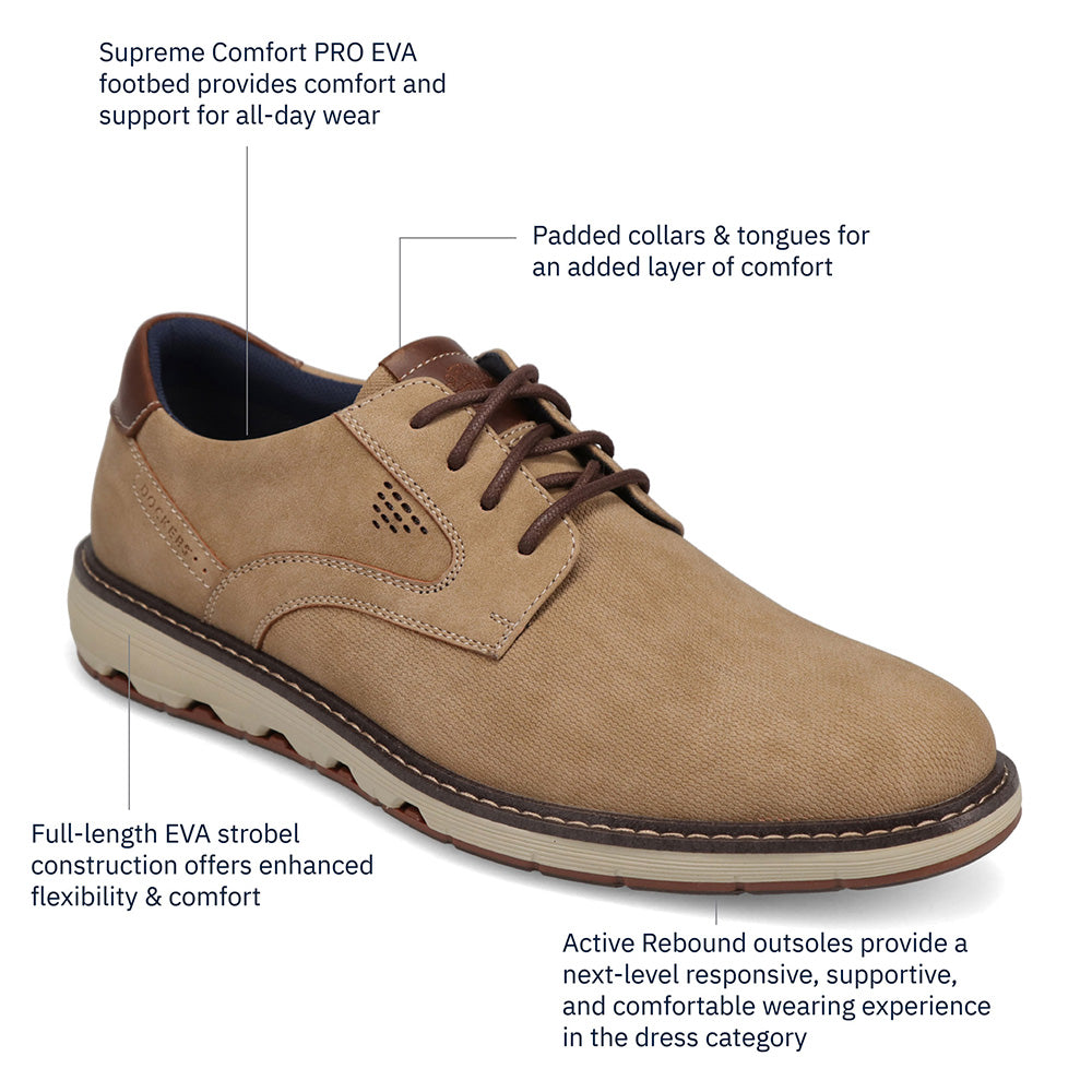 Taupe-Dockers Mens Murdoch Nubuck Business Casual Lace-Up Oxford