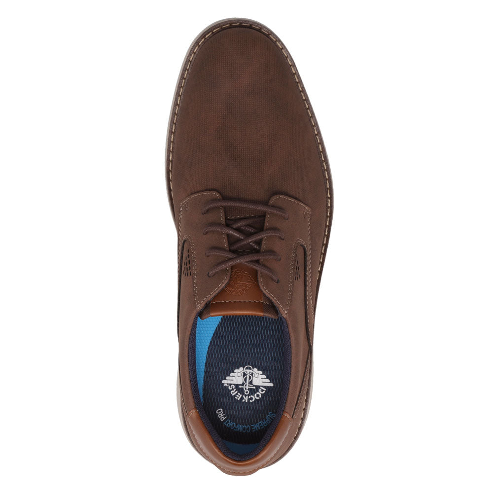 Dark Brown-Dockers Mens Murdoch Nubuck Business Casual Lace-Up Oxford