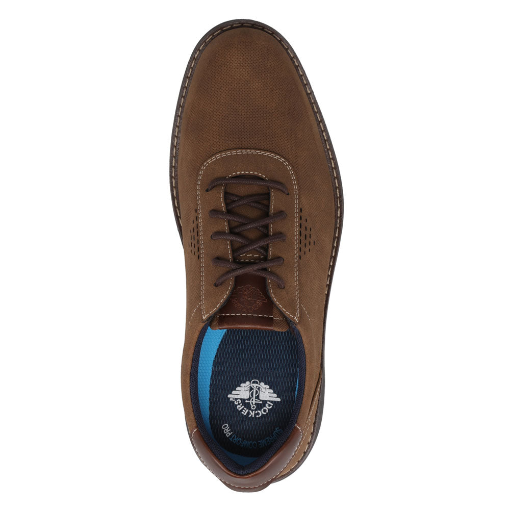 Tobacco-Dockers Mens Marlon Nubuck Business Casual Lace-Up Oxford