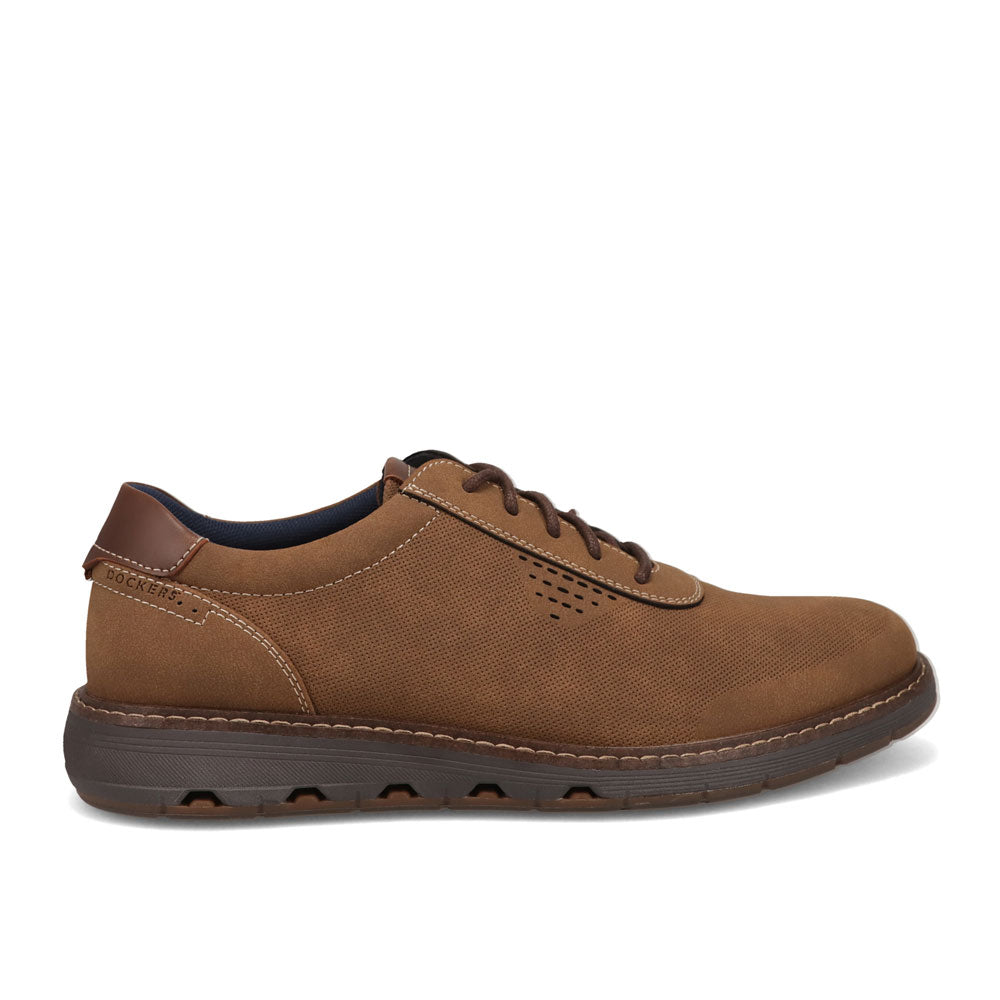 Tobacco-Dockers Mens Marlon Nubuck Business Casual Lace-Up Oxford