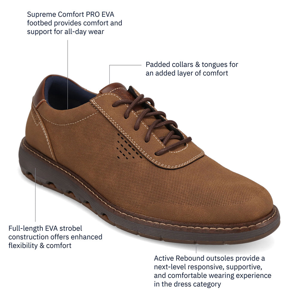 Tobacco-Dockers Mens Marlon Nubuck Business Casual Lace-Up Oxford