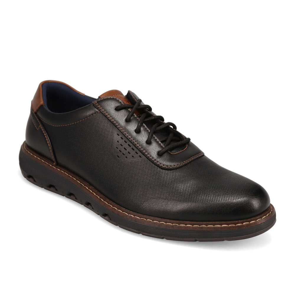 Black/ Dark Brown-Dockers Mens Marlon Nubuck Business Casual Lace-Up Oxford